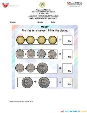 Counting Money Worksheet | Grade 2 Math Printable