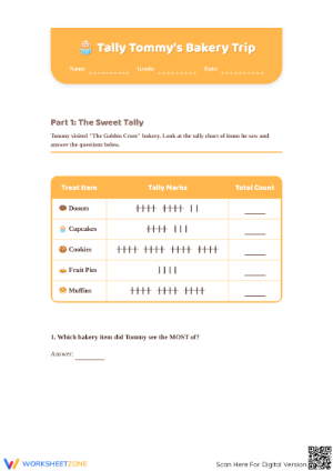 Grade 3 Tally Charts — Printable No-Prep Worksheet