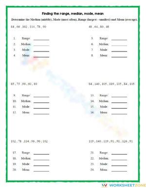Median, mode, and range