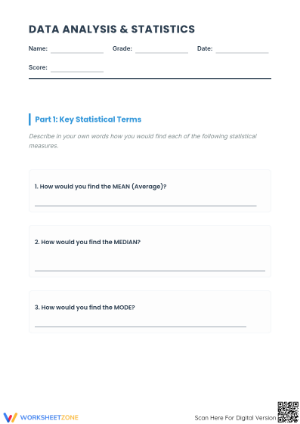6.SP.B.5c Worksheet: Mean, Median, Mode — Grade 6 Aligned