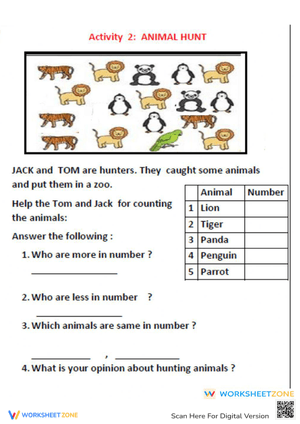 Animal Hunt Activity Worksheet for Kids