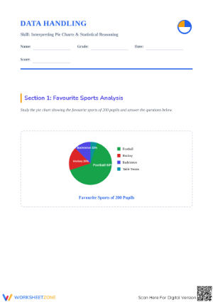 Printable Pie Chart Worksheet | Grade 6 Math