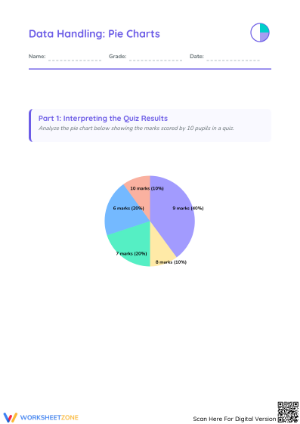 Printable Pie Chart Worksheet | Grade 6-7 Math
