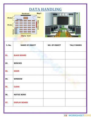 Data Handling Classroom Object Worksheet