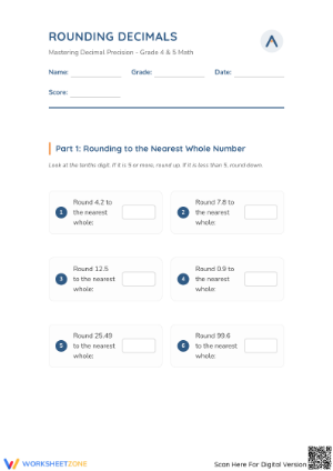 Grade 4 Decimals — Complete No-Prep Worksheet Packet