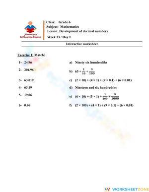 Development of decimal numbers