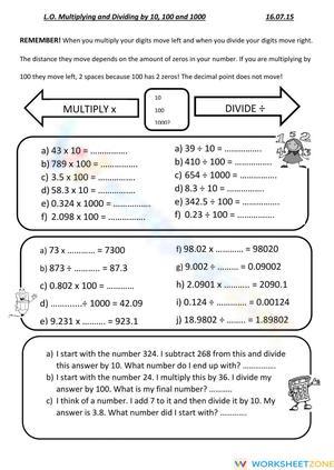Dividing and multiplying decimal numbers