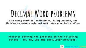 Decimal Word Problem Practice