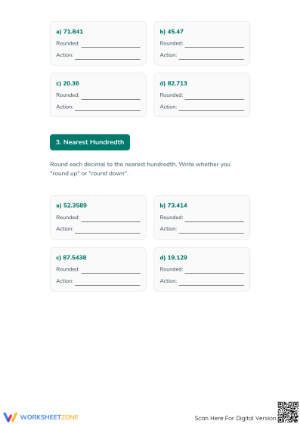 Printable Rounding Decimals Worksheet | Grade 5 Math