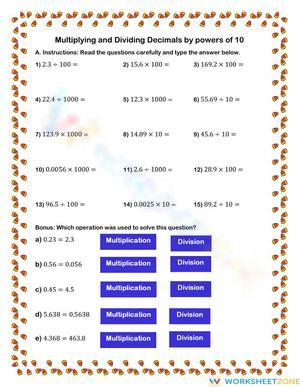 Decimals & Powers of 10 Practice