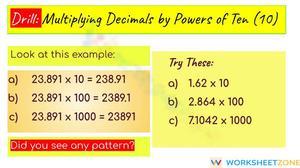 Powers of Ten Multiplication (Decimals)