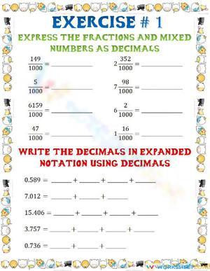 Decimals Exercise Practice