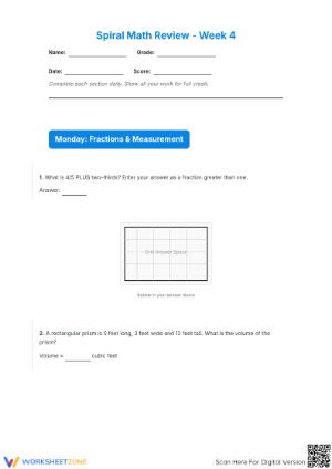 Printable Spiral Review 4.9: Grade 5 Decimals Mastery Guide