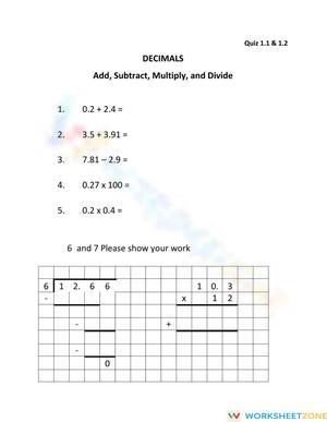 Add, Subtract, Multiply, Divide Decimals
