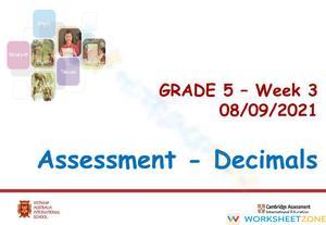 Decimals  assessment