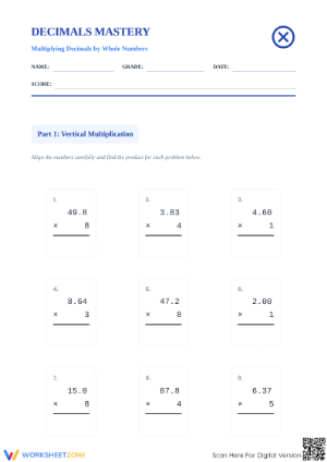 Multiplying Decimals Worksheet | Grade 5 Essential Practice