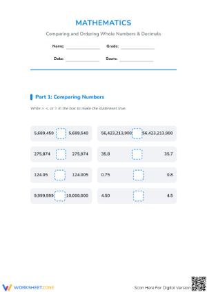 Essential Decimals Worksheet: Place Value, Add & Subtract