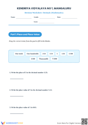 Grade 5 Decimals Revision Worksheet | Essential Printable