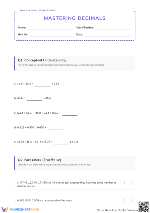 Essential Grade 5 Decimal Addition Worksheet | Printable