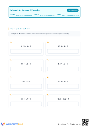 Essential Grade 5 Decimals Practice: Multiplying & Dividing