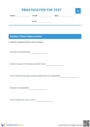 CCSS 5.NBT.A.3 Worksheet: Decimals Mastery — Grade 5 Aligned