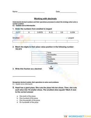 Decimal evaluation 1