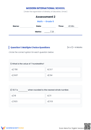 6.NS.B.3 Worksheet: Decimals & Ratios — Grade 6 Aligned