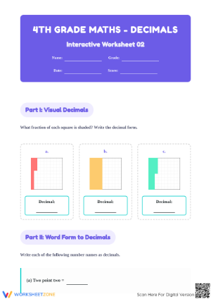 Essential Grade 4 Decimals: Place Value & Mental Math Practice