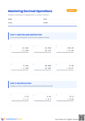 Essential Subtracting Decimals Worksheet | Printable Grade 5