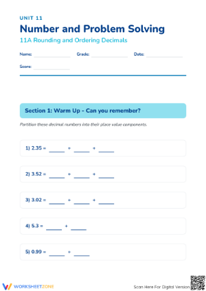 Rounding and Ordering Decimals Worksheet | Grade 5 Essential