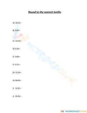 Rounding to the nearest tenths