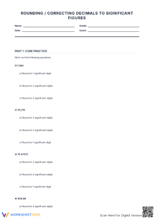 Significant Figures & Decimals Worksheet | Grade 10-12 Ready