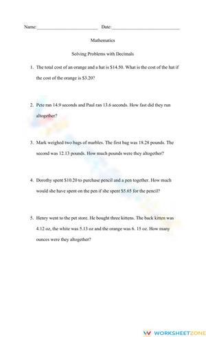 Decimal Problem solving