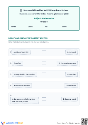 5.NBT.B.7 Worksheet: Decimal Operations — Grade 5 Aligned