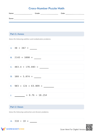 Essential Grade 5 Decimals Mind Riddle | Printable Math