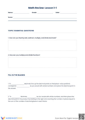 Essential Decimal Operations Worksheet | Grade 6 Math