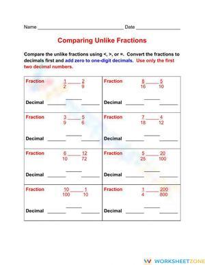 Converting Fractions to Decimals Worksheet
