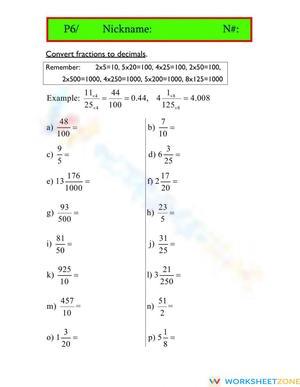 Convert fraction to decimal