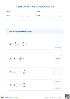 Printable CCSS.MATH.5.NBT.B.7 Decimal Assessment - Grade 5