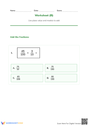 Essential Adding Fractions with Denominators 10 and 100