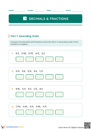 Essential Decimals and Fractions Worksheet | Grade 5 Math