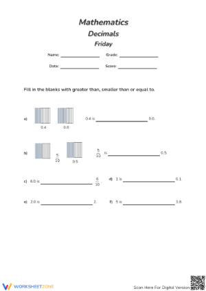 Printable Decimals Worksheet | Grade 4 & 5 Essential Math