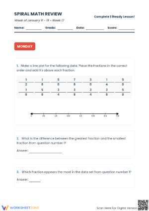 Essential Grade 5 Math Spiral Review Printable Worksheet