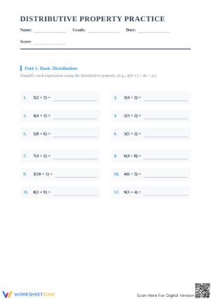 Printable Distributive Property Practice | Grades 6-8 Math