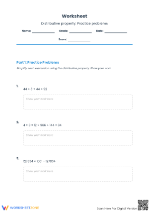 Essential Distributive Property Worksheet | Grade 6 Math