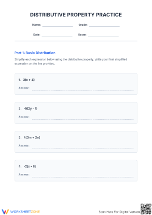 Distributive Property Practice | Essential Grade 7-8 Math