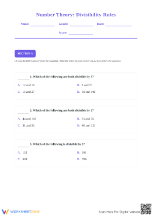 Essential Divisibility Rules Worksheet | Grades 5-7 Math