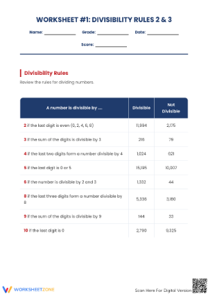 Essential Divisibility Rules 2 & 3 Worksheet | Grade 4-6