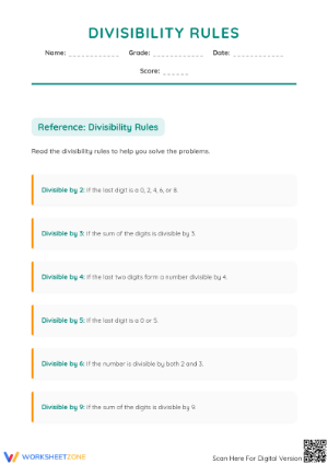 Printable Divisibility Rules Worksheet | Grade 4 Math