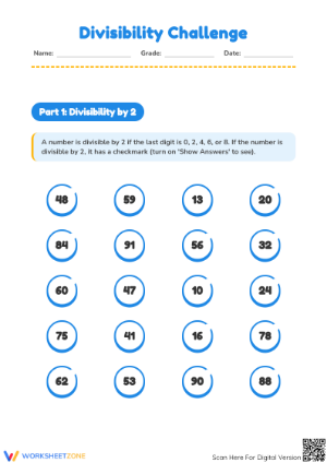 Printable Divisibility by 2 Math Worksheet | Grade 4 Ready